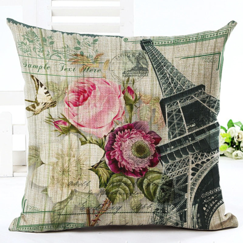 Honana HT-516 Flower Eiffel Tower Style Flower Pillow Case Cushion Cover Home Sofa Car Decor