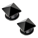 1 pair Agate pyramid Earrings black 00gauge (10mm)