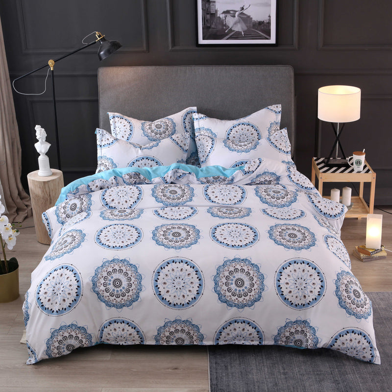 3 PCS Bedding Sets Simple Style Printed Quilt Cover Pillowcase For Queen Size