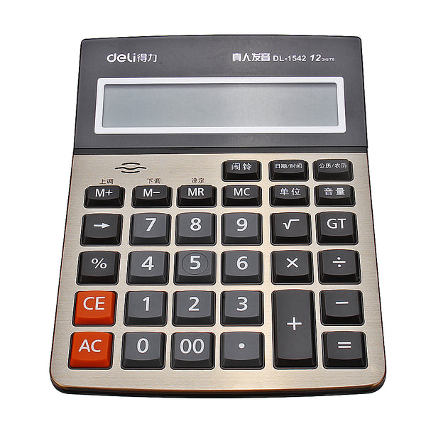 Deli 1542A Calculator Business Office Household Computer Voice Large Screen Financial Calculator
