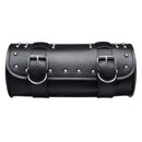 Motorcycle PU Leather Black Tool Bag Front Fork Handlebar Saddlebags Roll Barrel Style