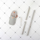 Portable Reusable Stainless Steel Reusable Foldable Drinking Straw + Keychain PU Leather Storage Case + Cleaning Brush