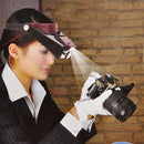 10X Lighted Magnifying Glass Headset Head Magnifier Adjustable-Headbrand