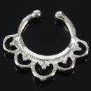 Non Piercing Flower Petal Fan SEPTUM Nose Clip-On Hanger RINGS Stud Color:S