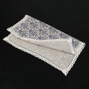 Retro Blue and White Table Cloth with Lace Cotton & Linen Print Chinese Sty N2N2