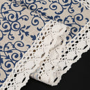 Retro Blue and White Table Cloth with Lace Cotton & Linen Print Chinese Sty N2N2