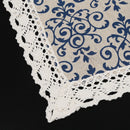 Retro Blue and White Table Cloth with Lace Cotton & Linen Print Chinese Sty N2N2