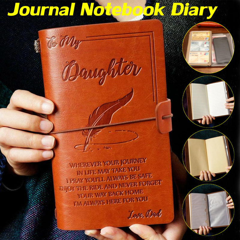 Engraved Leather Journal Notebook Diary Custom Message Quotes Gift Anniversary Birthday Graduation