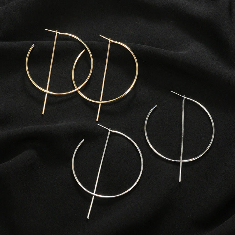 Trendy Hollow Earring Elegant Round Bar Ear Stud Hoop Ear Accessories Jewelry for Women