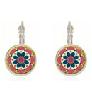 Ethnic Flower Ear Drop Earrings Round Ear Drop Alloy Earring For Women