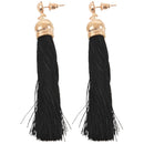 Ladies earrings fishhook black pair of earrings tassels L8T8