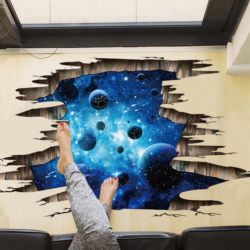 Miico Creative 3D the Milky Way Broken Wall Removable Home Room Decorative Wall Door Decor Sticker
