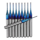 Drillpro 10pcs 0.5-1.0mm Blue NACO Coated PCB Bits Carbide Engraving Milling Cutter For CNC Tool Rotary Burrs