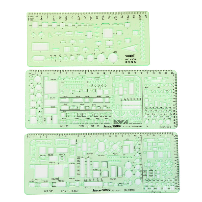 6Pcs/Set Circles Squares Geometric Formwork Drawing Templates Angle Ruler Stencil Measuring