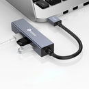 Biaze ZH17 Aluminum Alloy USB 3.0 to 3-Port USB 3.0 + 1000Mbps Gigabit RJ45 Ethernet Hub