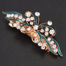Ladies Bow Glittering Crystal Stone Decor French Hair Clip Clip Brace Blue