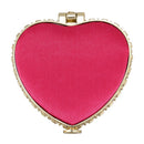 Heart Shape Embroidered Flowers Mini Pocket Mirror Make Up Cosmetics Rose R P3S6