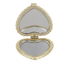 Heart Shape Embroidered Flowers Mini Pocket Mirror Make Up Cosmetics Rose R P3S6