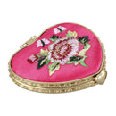 Heart Shape Embroidered Flowers Mini Pocket Mirror Make Up Cosmetics Rose R P3S6