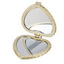 Heart Shape Embroidered Flowers Mini Pocket Mirror Make Up Cosmetics Rose R P3S6