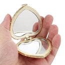 Heart Shape Embroidered Flowers Mini Pocket Mirror Make Up Cosmetics Rose R P3S6