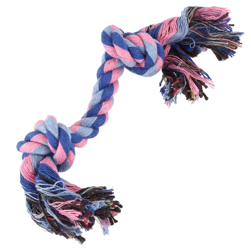 Family Dogs Pets Multicolor Braided Rope Bone Chewing Bone Tug Toy18cm Leng K4P5