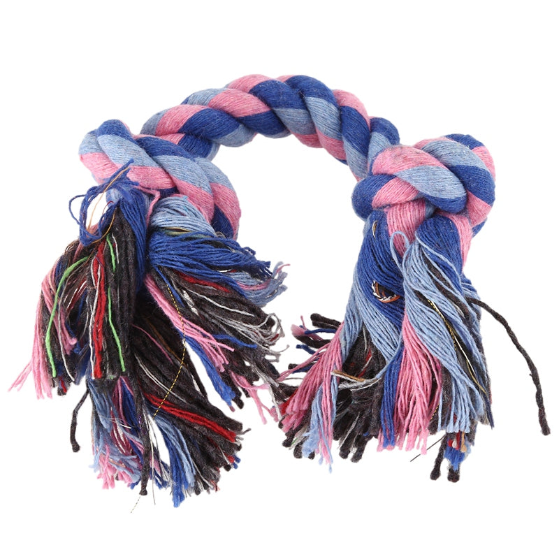 Family Dogs Pets Multicolor Braided Rope Bone Chewing Bone Tug Toy18cm Leng K4P5