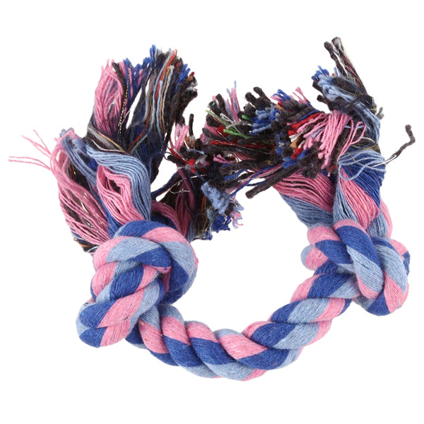 Family Dogs Pets Multicolor Braided Rope Bone Chewing Bone Tug Toy18cm Leng K4P5