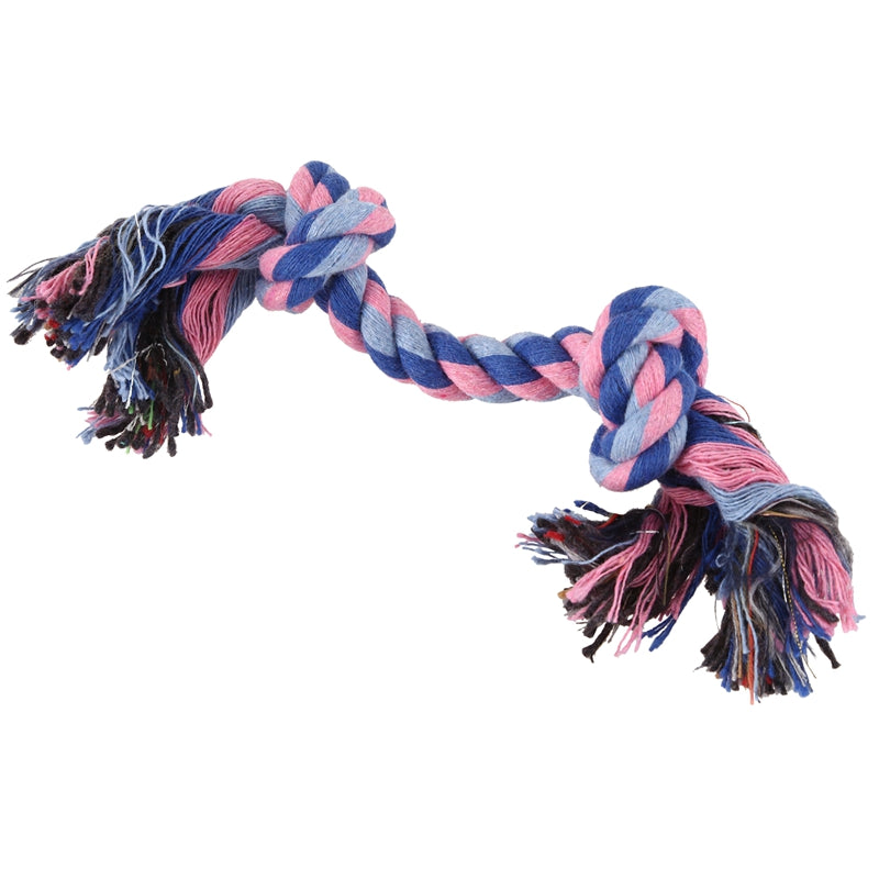 Family Dogs Pets Multicolor Braided Rope Bone Chewing Bone Tug Toy18cm Leng K4P5