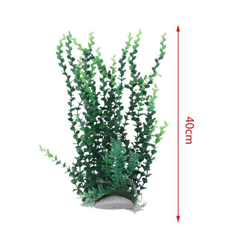40cm Aquarium aquascaping Green artificial plant with ceramic base