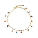 Fashion Anklet Gold Plated Colorful Zircon Tassels Anklet Elegant Accessories Jewelry for Women