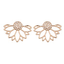 Trendy Rhinestone Earring Hollow Lotus Double Side Ear Stud for Women