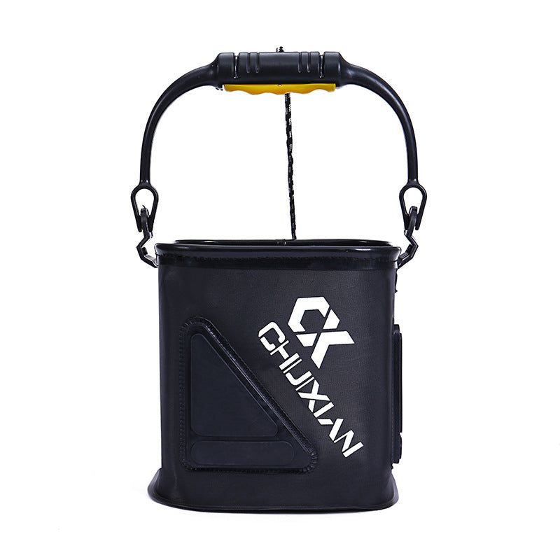 ZANLURE 8L Outdoor Portable Multifunctional EVA Folding Fishing Bucket Fishing Tools Barrel Fishing Storage Bucket-Black/Grey
