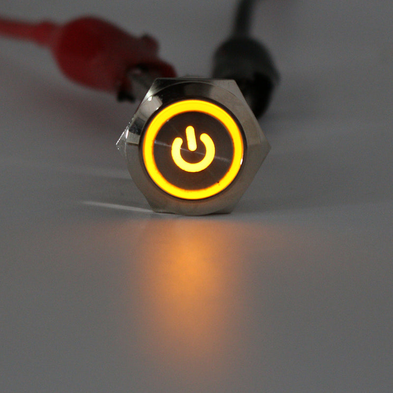 5 Pin 19mm LED Silver Steel Push Button Latching Power Switch Waterproof 12V