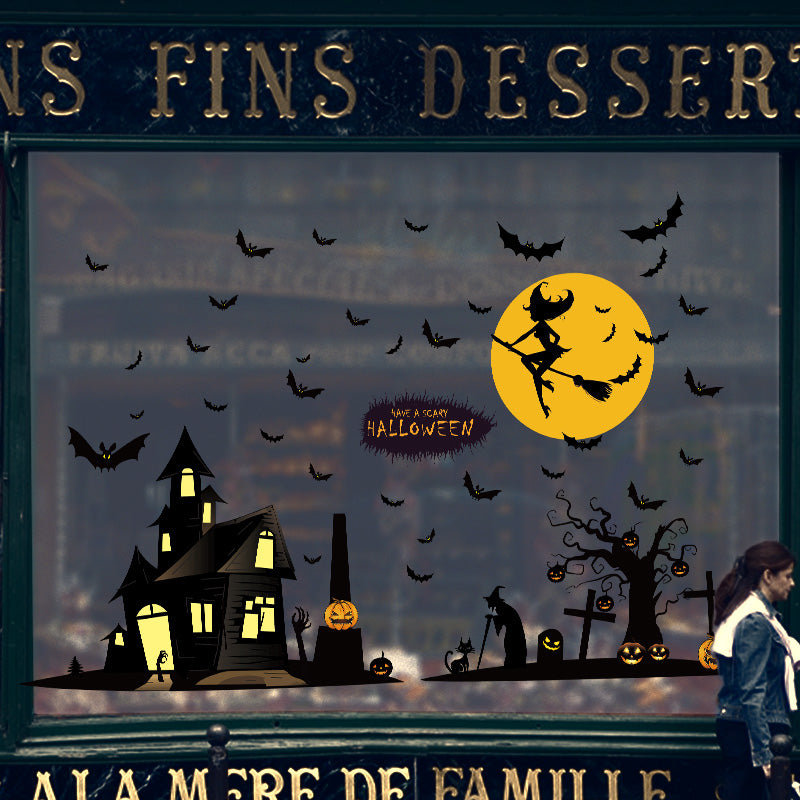 Miico XL891 Cartoon Sticker Halloween Sticker Removable Wall Sticker Room Decoration - Witch
