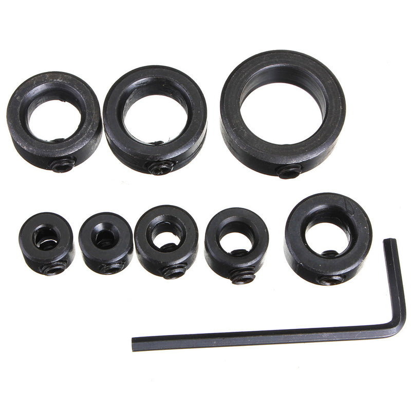 8pcs 3-16MM Drill Bit Shaft Depth Stop Collars Ring Set Wood Drills
