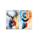 Miico Hand Painted Combination Decorative Paintings Animal Deer Wall Art For Home Decoration