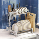 New 304 Stainless Steel Double/Three Tier Plate Rack Kitchen Shelf Rack Drying Drain Storage Plate Dish Rack Holders Tool Organizers