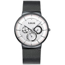 LIGE 9836 Ultra Thin Men Wrist Watch Full Steel Watch Band Business Quartz Watch