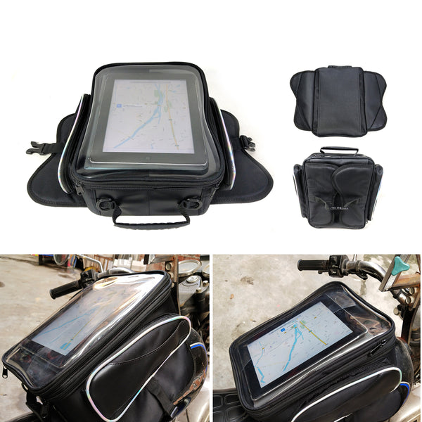 Expandable Magnetic Touch Screen Motorcycle Oil Gas Fuel Tank Helmet Bag Saddlebags Pouch Smartphones GPS Storage Racing Waterproof
