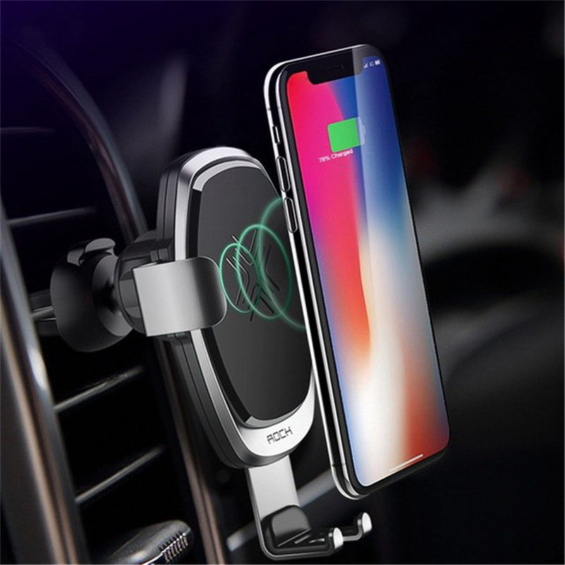Rock Upgraded 10W 7.5W 5W Intelligent Qi Wireless Fast Charge Auto Lock Car Holder for Mobile Phone
