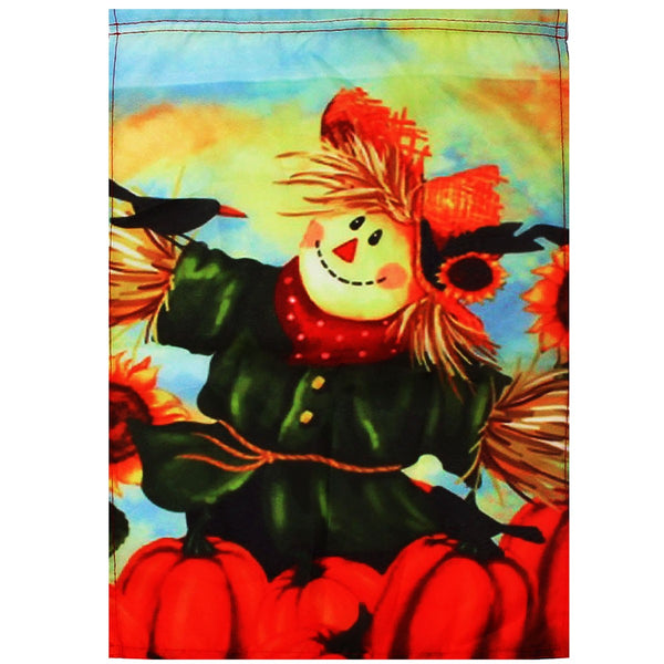 12'' x 18'' Autumn Black Crow Pumpkins Scarecrow & Sunflower Fall Garden Flag Decorations