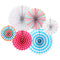 6 Pcs/Set Fiesta Paper Fans Pinwheel Wedding Party Wall Hanging Decorations