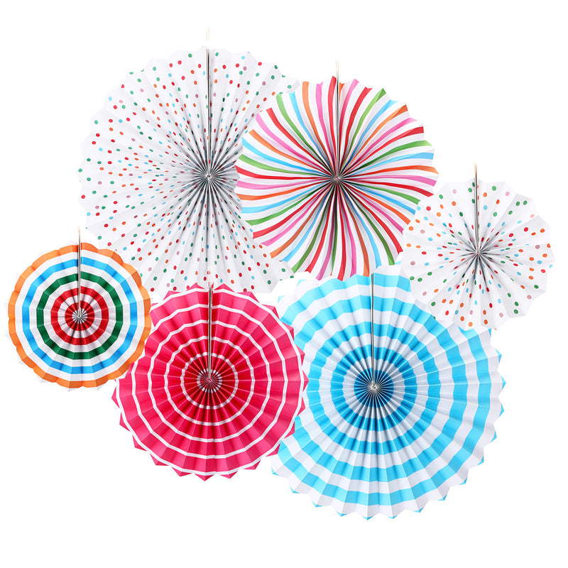 6 Pcs/Set Fiesta Paper Fans Pinwheel Wedding Party Wall Hanging Decorations