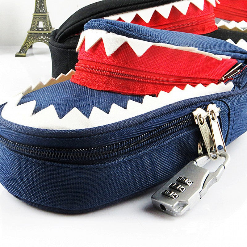 WAM PC-CB01 Shark Pencil Case Children School Pen Pouch Bag  Boys Stationery with Lock