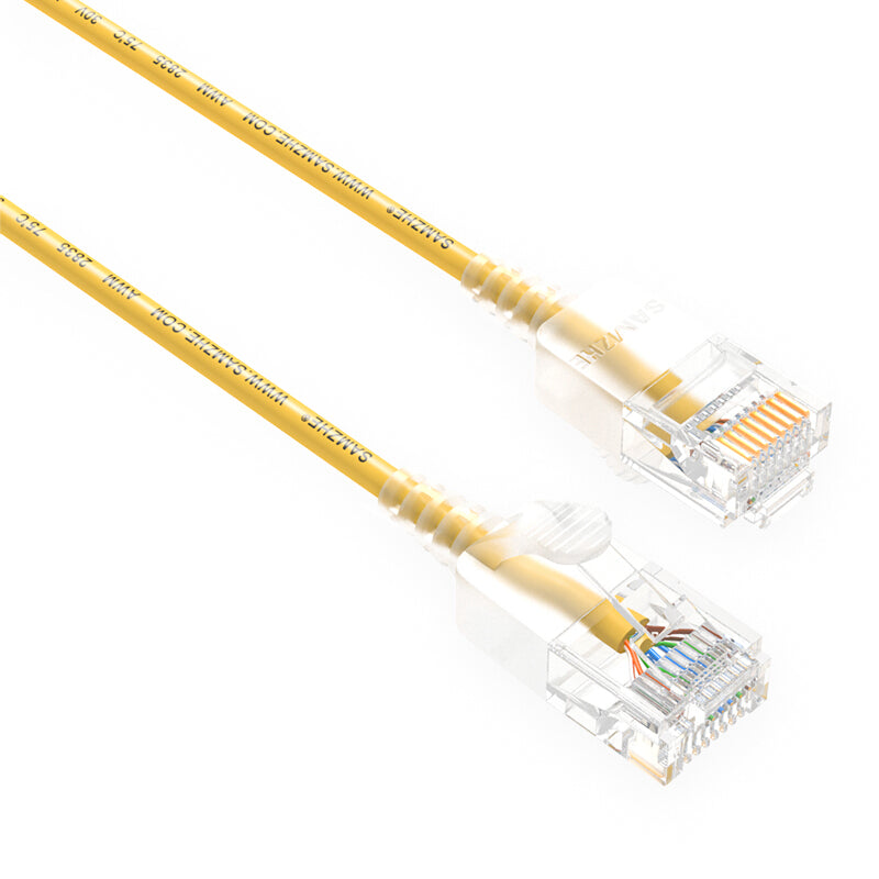 SAMZHE 0.5~5M 10Gbps Ultrafine CAT6A Yellow Ethernet Patch Cable Slim LAN Networking Cable