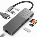 Bakeey 7-in-1 USB-C Docking Station Hub Adapter with 2 * USB 3.0/100W Type-C PD/4K HD Display/Gigabit Ethernet port/TF Card Reader/Camera Card Reader