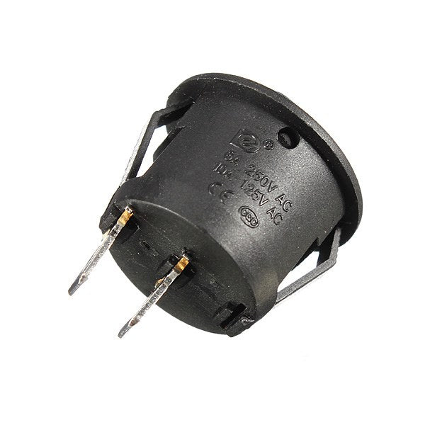 20Pcs Black Mini Round 2 Pin SPST ON-OFF Rocker Push Button Switch