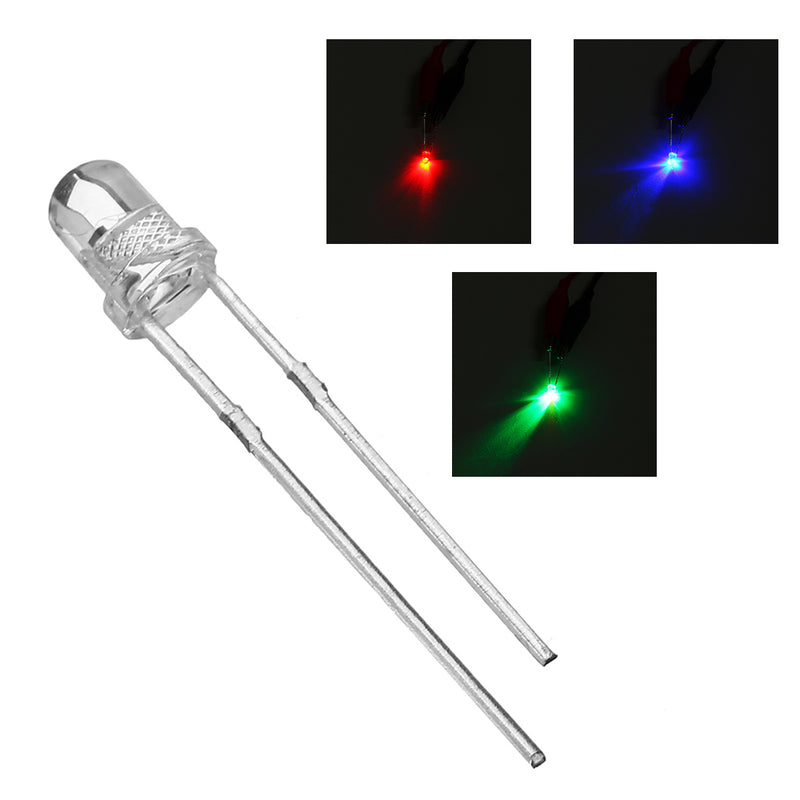 100Pcs F3 3mm Slow Flash RGB Rainbow Multi Color Light Emitting Diode Round LED Full Color