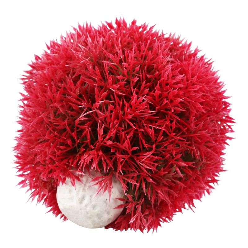 Fish Aquarium Ceramic Base Ball Shape Red Artificial Aquatic Plant Grass M5V1